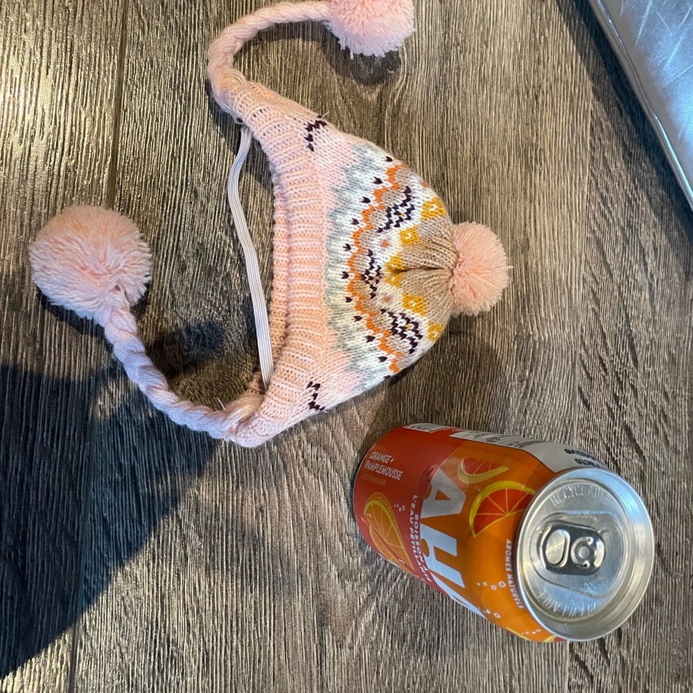 Cozy Pink Knit Pom-Pom Hat for Dog